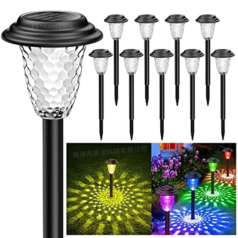 10Pcs LED Solar Pathway Lights Outdoor Garden Waterproof Bright Path For Outside Villa Lawn Yard Christmas Landscape Decor Lamps