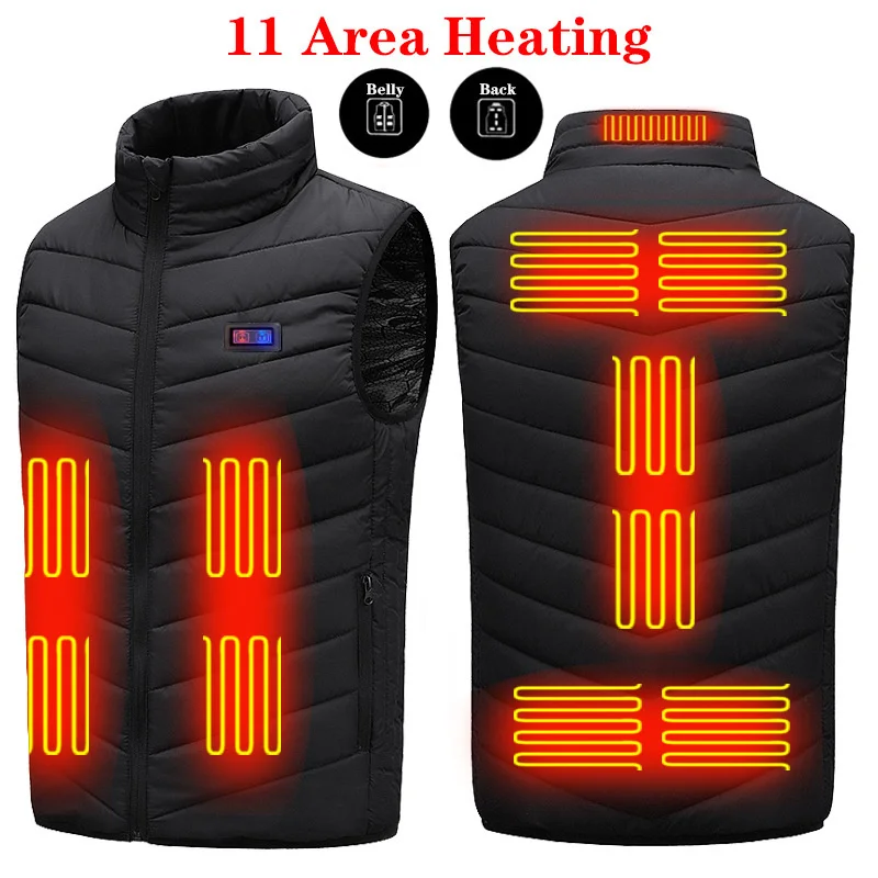 

Smart Heating Vest 11 Zones Dual Control Heated Vest Men Women Usb Heated Jacket Thermal Clothing Hunting Vest Winter Heating