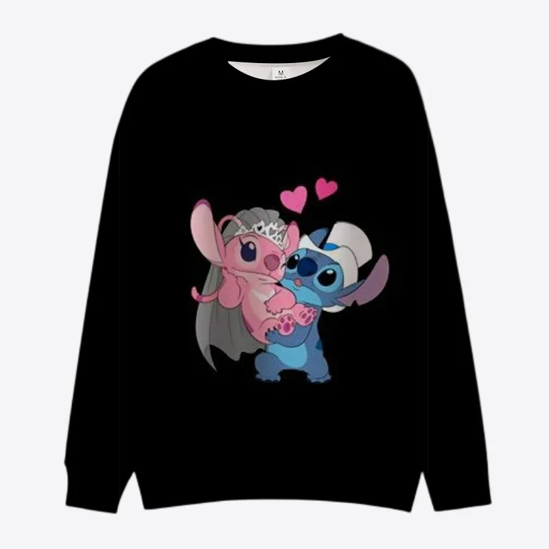 

Fall 2022 New Disney Brand Streetwear Women's Crew Neck Sweatshirt Stitch and Winnie the Pooh Anime Fashion Casual Girls Tops