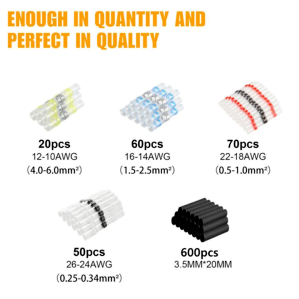 800pcs waterproof welded sealed sleeve heat shrink buttocks wire connector terminals