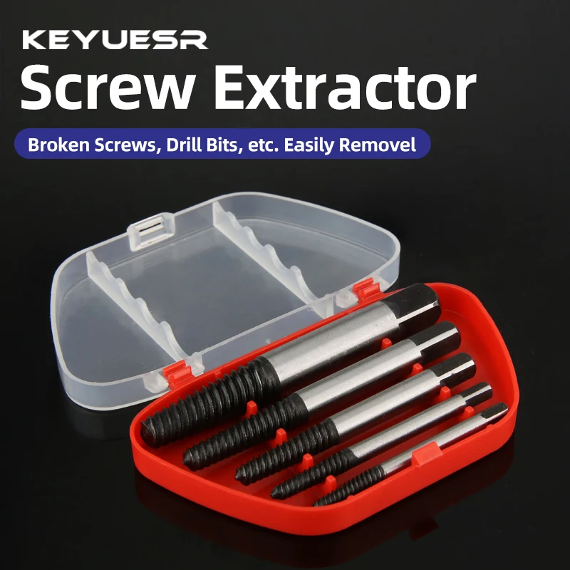 Screw Extractor Center Drill Bits Set 5Pcs Broken Screw Removal Carbon Steel Damaged Removal Tools Guide drill bit set screw extractor set drill bits drill bit screwdriver bit set