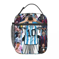 Lionel M-Messi Insulated Lunch Bags Food Container Bags Portable Thermal Cooler Football Sports Lunch Boxes For School Office 1