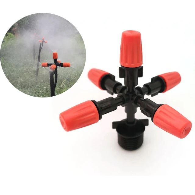 1Set 5-way Garden Atomizer 1/2" Adjustable Misting Water Sprinkler Nozzle Automatic Flower Watering Fog Sprayer Atomizing Nozzle