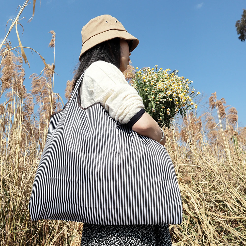 

Oxford Foldable Big Recycle Shopping Bag Eco Friendly Ladies Reusable Shopping Tote Bag Floral Fruit Vegetable Grocery Pocket