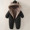 Boys New born baby clothes Autumn Winter Fleece-Lined Hooded Romper Pants Perfect for Outdoor toddler girl little girls clothing