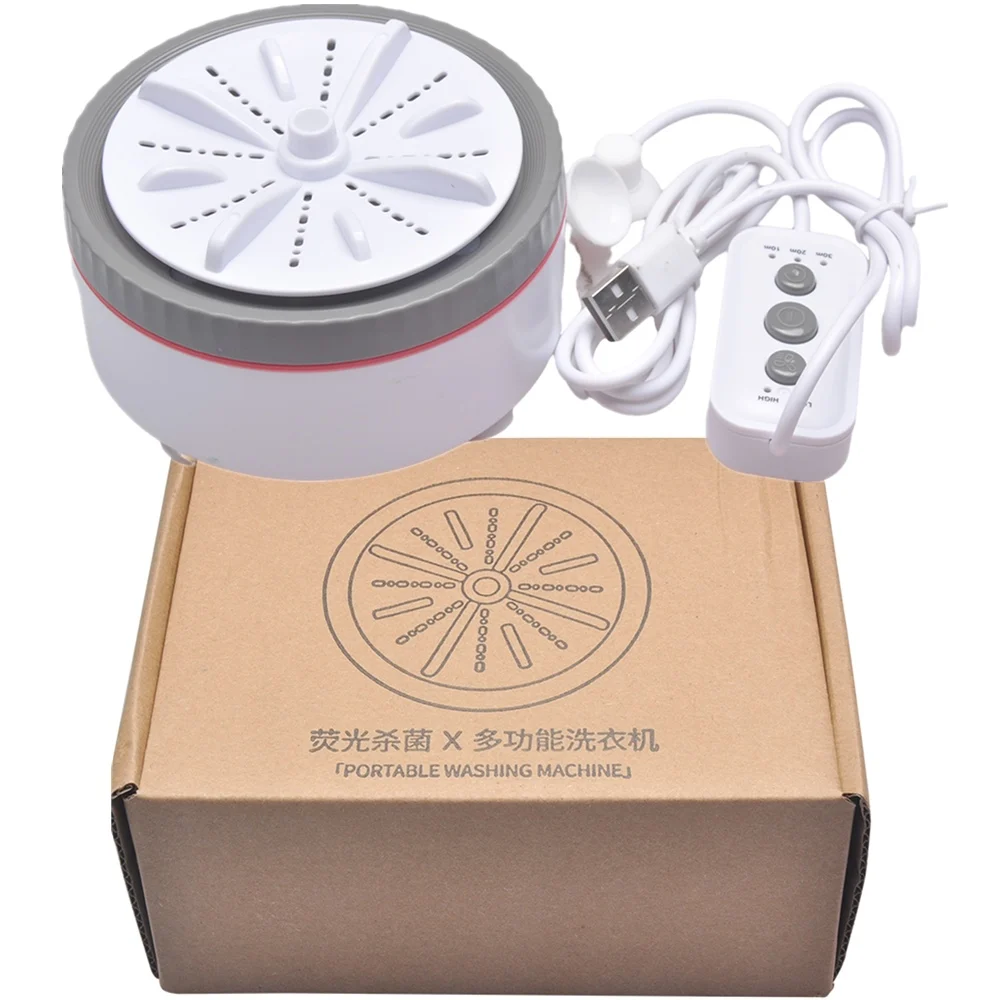 Mini Washing Machine Portable USB Spin Turbine Travel Remote Control 6