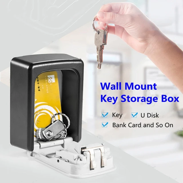 Wall Mounted Key Organizer Lock Box 4Digit Password Security Lock Key Storage Waterproof Storage Box for Home Office Key Storage 6
