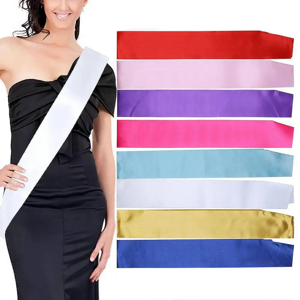 Bride Shoulder Strap Blank Solid Color Birthday Party Sash Wedding Award Ceremony Sash Etiquette Ribbon Decorations