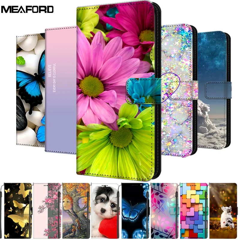 Leather Flip Wallet Case with Magnetic Closure and Stand Feature