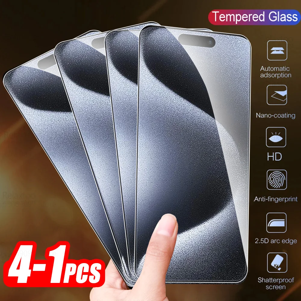 1-4Pcs Full Cover In Vetro Temperato Per Apple Iphone 15 Pro Max Screen Protector Per Iphone 15 Plus Iphone15 Armor Pellicola Protettiva