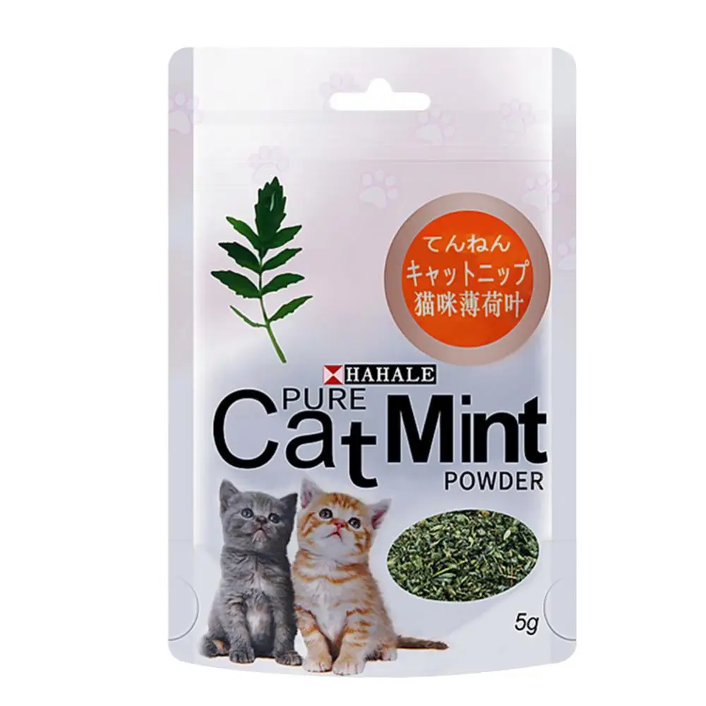 Poudre de menthe naturelle pour chat, herbe à chat, livres de bouche de chaton, friandises