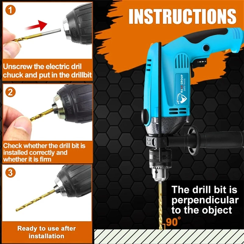 Drill Bit Set 13PCS Metric 3/16 to 1/2 Inch For Glass Metal Tile Concrete Masonry Professional Electric Drilling