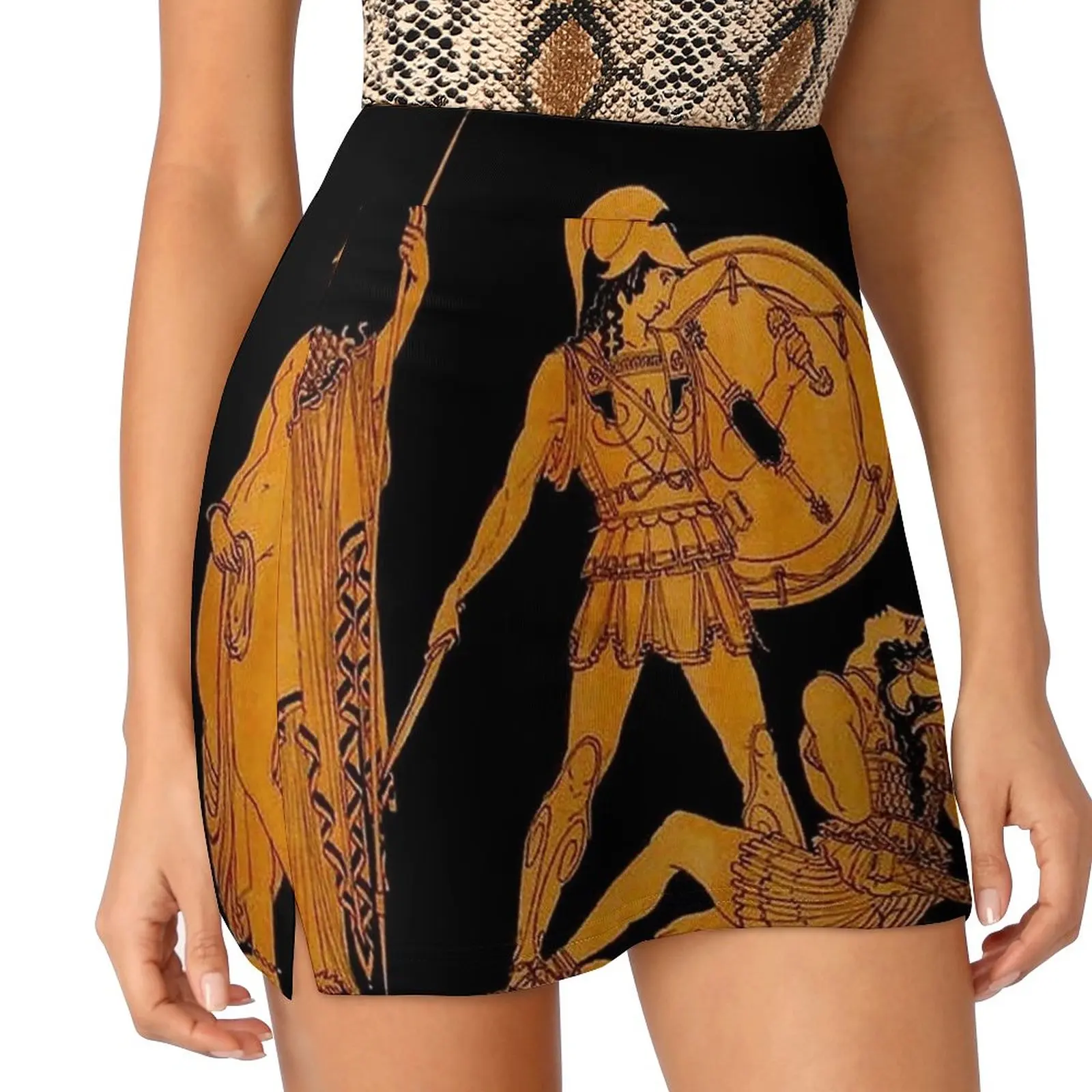 

GREECE : Ancient God and Goddess Frieze Print Light proof trouser skirt Short women′s skirts korean skirt mini skirts