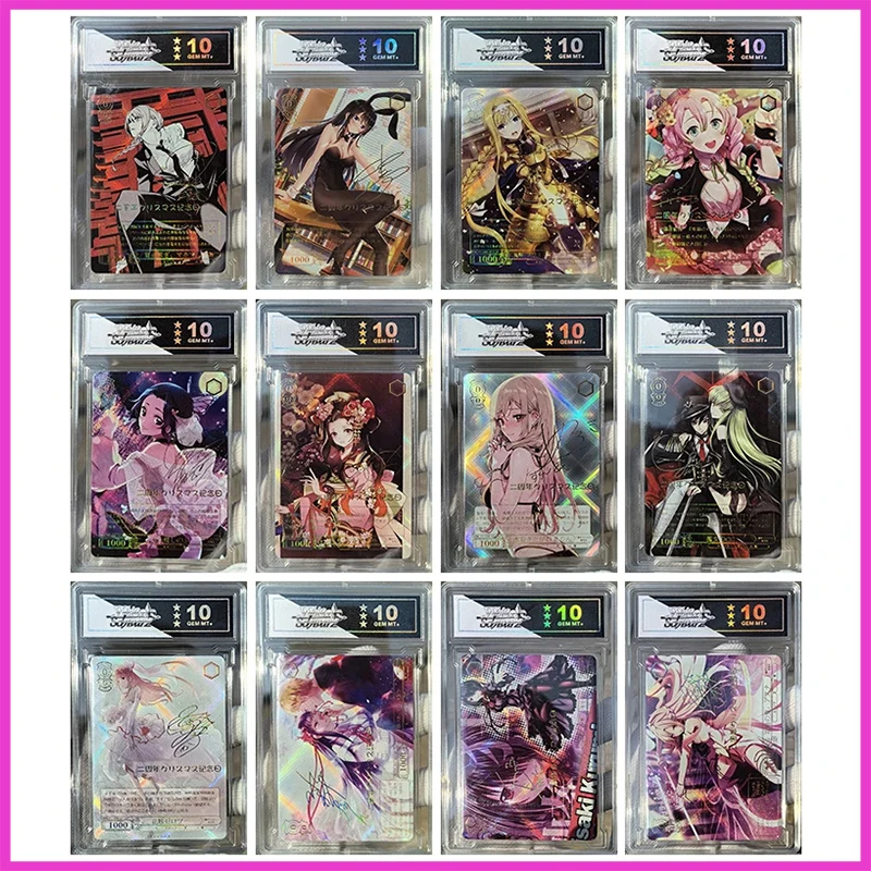 

Anime Goddess Story Rare DIY Refractive Flash Cards Nezuko Makima Sakurajima Mai Toys for boys Collectible Cards Birthday Gifts