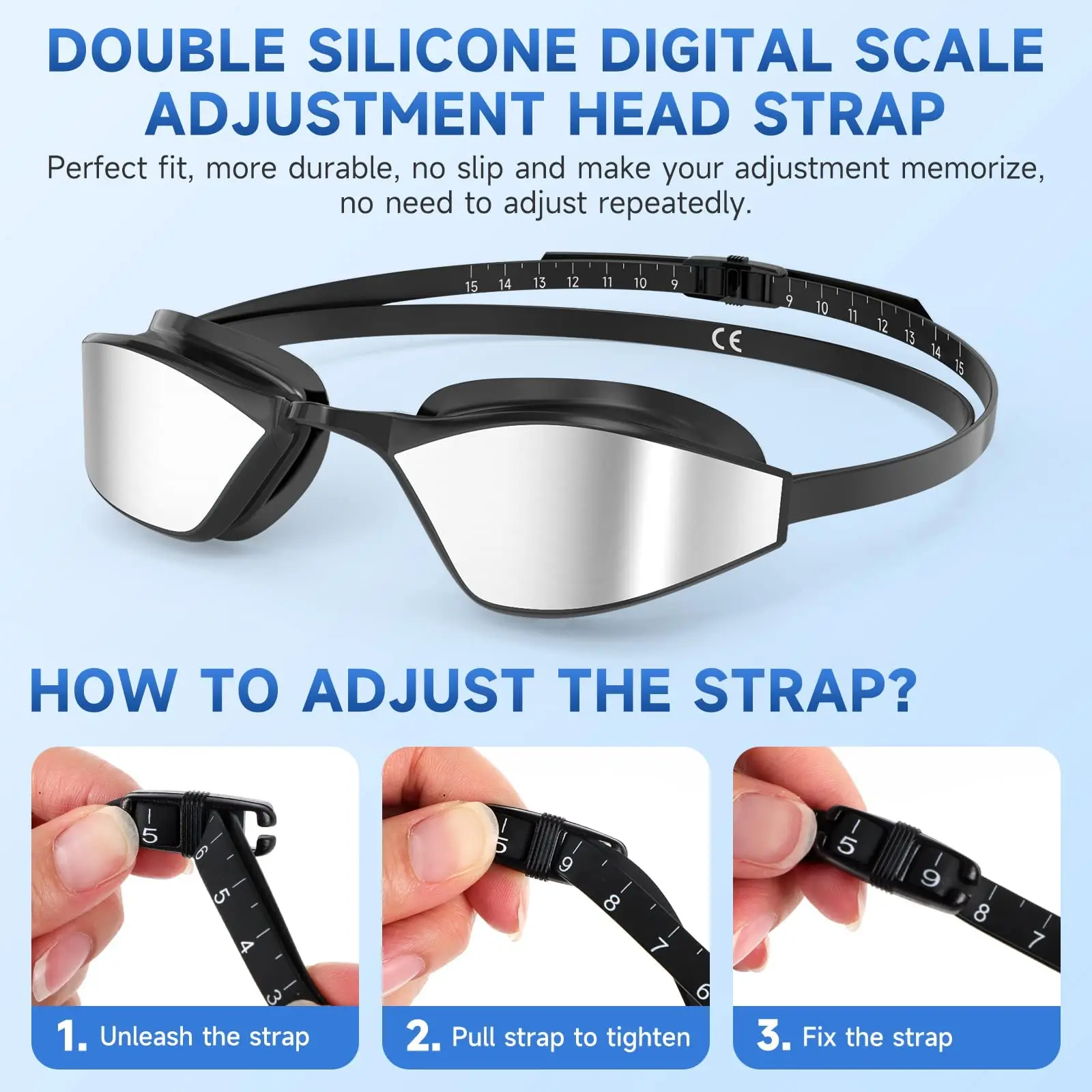 Findway Adult Swimming Goggles UV Protection Soft Silicone Nose Pad Replaceable Anti-Fog Leakproof Men Women Swimming Glasses 5
