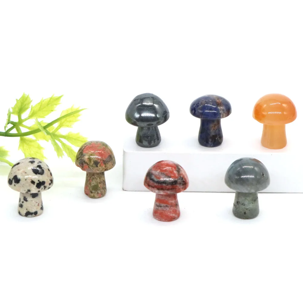 크리스탈 버섯 동상 천연석 조각 자수정 석영 장식, 식물 장식, 미적 방 수족관 장식 선물, 20mm