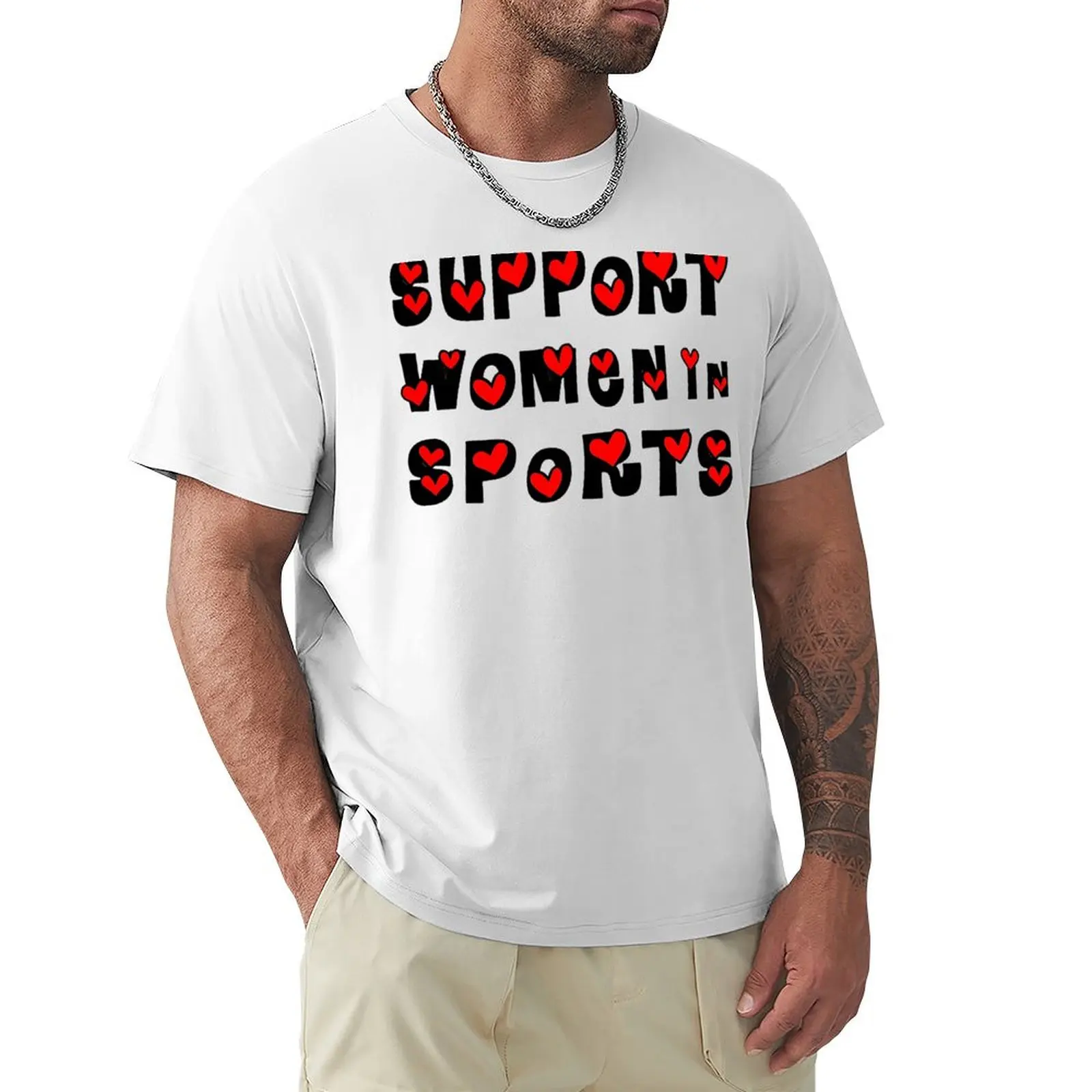 

Support Women in Sports Funny Lovely black design T-shirt blanks Blouse hippie clothes mens graphic t-shirts hip hop