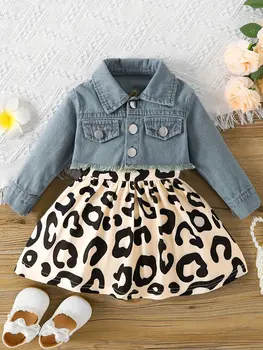 Baby Girl Fawn Dress & Denim Jacket 1