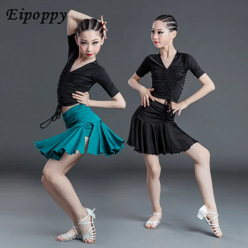 

Children's Latin Dance Practice Clothes Summer Split Competition Costume