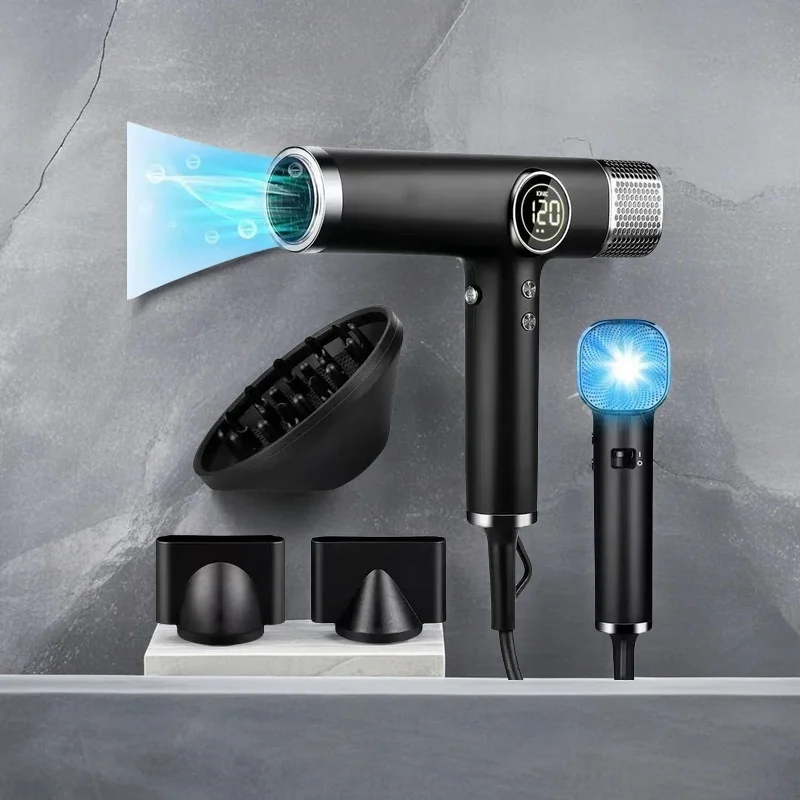 Professional Fast Drying Low Noise Negative Ionic High-Speed 110000 RPM Brushless Motor Hair Dryer Set with Magnetic Nozzle