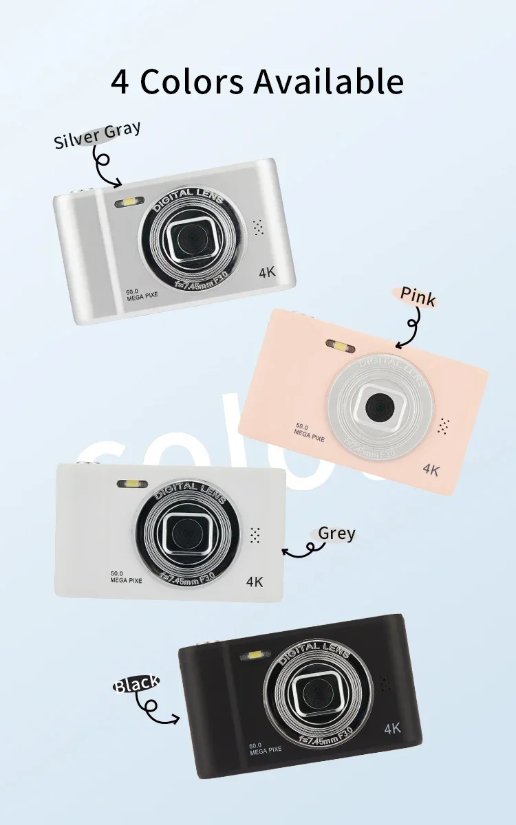 Description Picture 5 of itemDigital Camera Children Camera Camcorder With 16x Zoom 1080P HD 50MP Compact Mini Cameras For Beginner Photography Selfie