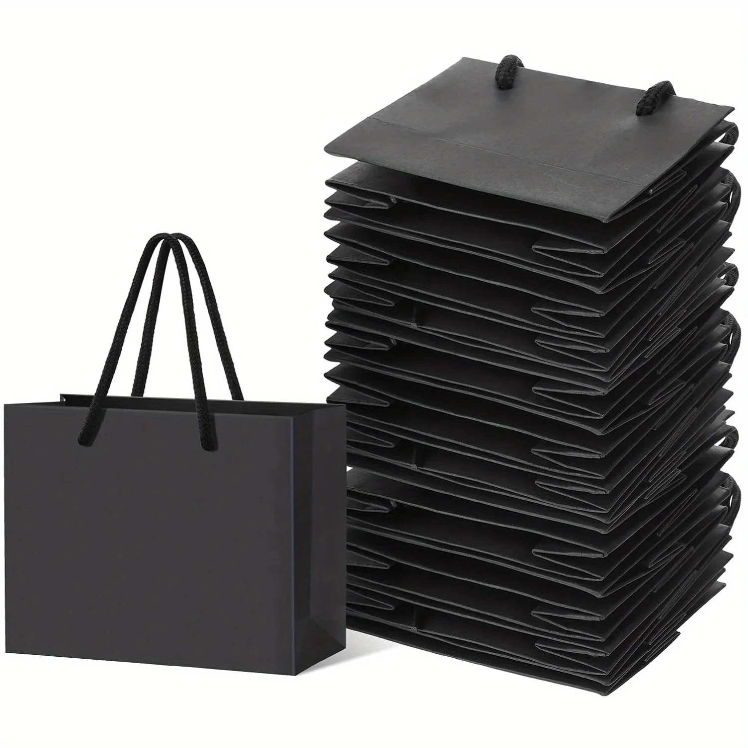 10PCS Black Mini Kraft Gift Bags With Rope Handles For Party Gift