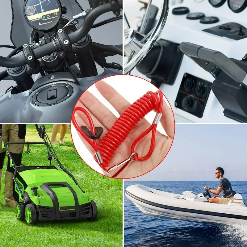 Boat Engine Kill Stop Switch Emergency Stop Switch Safety Lanyard Rope for Motorboat Outboard Motors Boat Safety Equipment