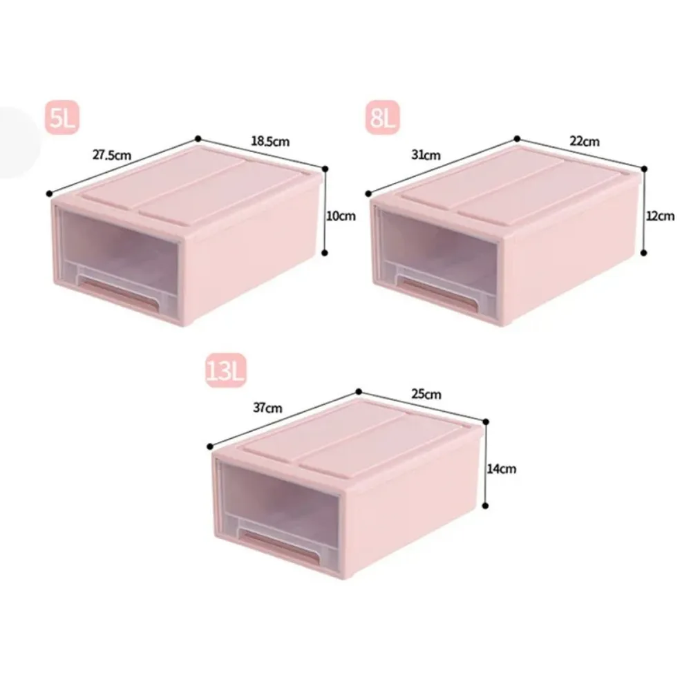 Caja de almacenamiento de cajones apilables, organizador de plástico transparente para habitación, armario para el hogar, 5/13L