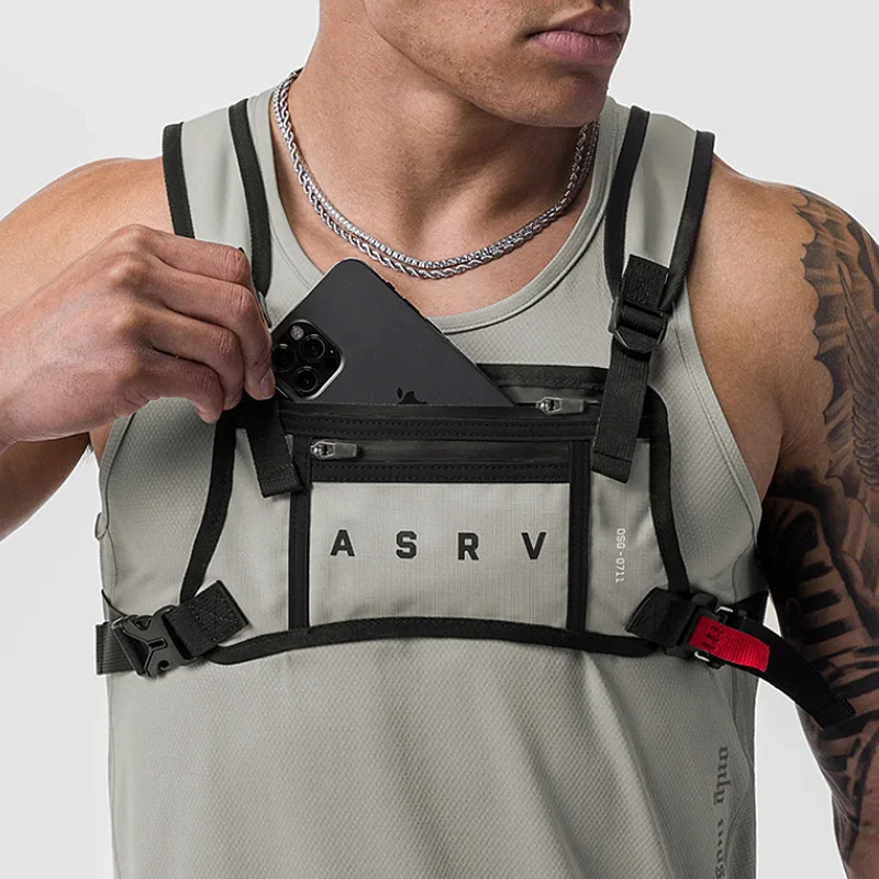 Gym Men's Fashion Brand Multi-functional Outdoor Chest Bag Casual Running Sports Fitness Small Mobile Phone Bag Tactical Vest