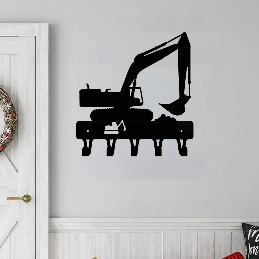 1pc Iron Crafts Wall Hanging Excavator Key Rack Hanger 9 inch Wide/6 inch Wide Metal Wall Art key Hanger Towel Rack Organizer 3