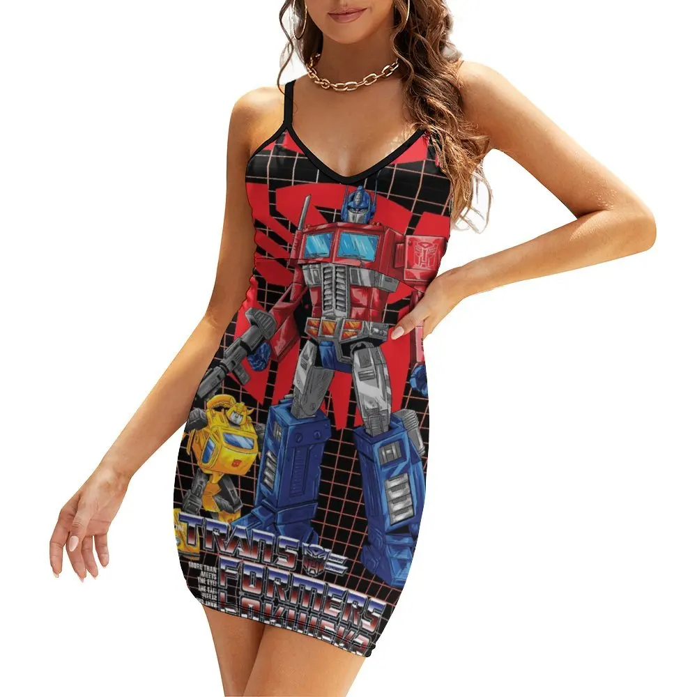 Transformer Black Decepticon Soundwave Wordtee Vintage 20 Funny Graphic Sexy Women'S Dress Women'S Sling Dress Cool Vacation
