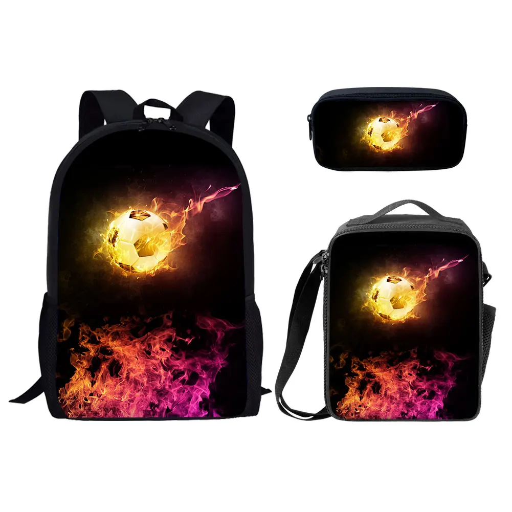 

Fashion Soccer 3D Print 17inch Kids Backpack Set for School Bag Teenager Girls Boys Book Bag Children School Bags Child Bookbag