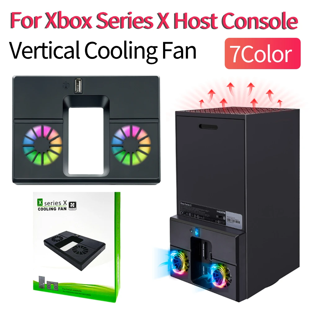 Koelventilator Compatibel Xbox Series X Met Rgb LED-licht, Xbox Series X Met Rgb Led Licht Xbox Series X Koelstandaard Met 3 Niveaus Instelbare Snelheid