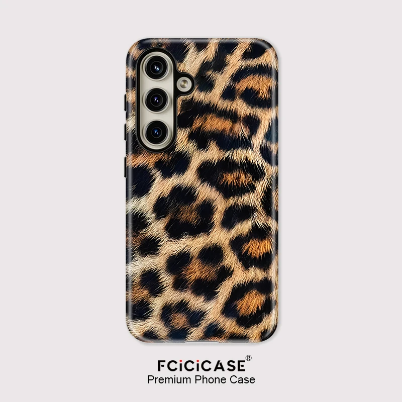 Leopard Print Shockproof Phone Case with Soft Rubber Frame and Acrylic Cover