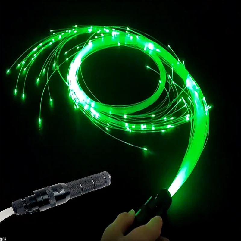 LED Fiber Optic Whip 360 Degree Pixel Light-up Flow Toy Rave Dance Party Lighting Show Rechargeable  Music Festival black hot