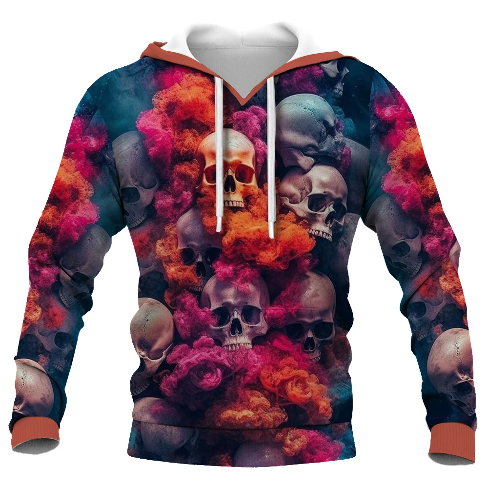

2023New Fashion Popular Hooded Sweatshirts 3D Printed Loose Causal Hoodie Pullover Long Sleeve Shirt Skull Casual Men's Clothing