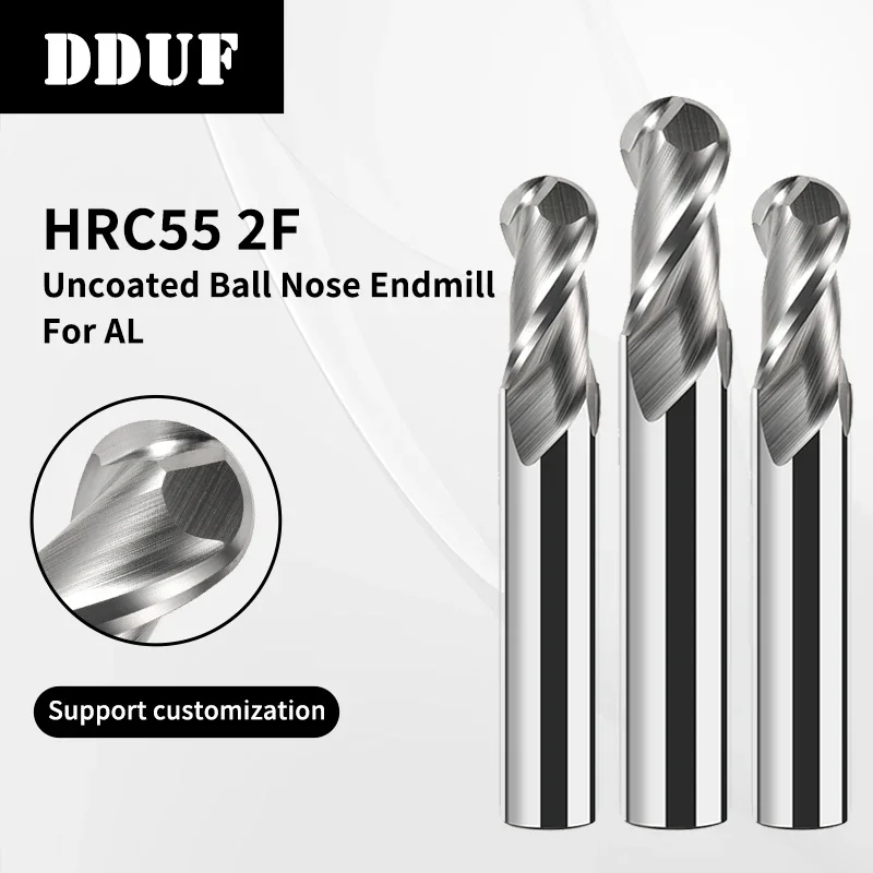 

Tungsten Steel HRC55 Aluminum Milling Cutter Spherical Mirror Spiral Groove Hard Alloy Milling Cutter Tool Accessories