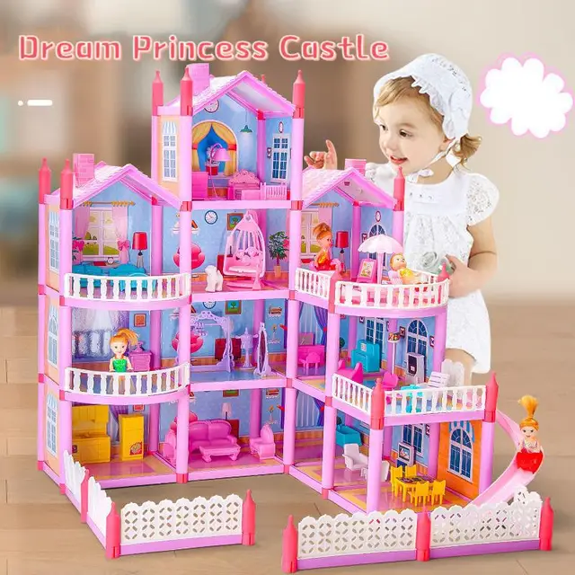 Children Montessori House 3d Assembled Lighting Diy Manual Doll House Villa Set Princess Castle Girl's Puzzle Toy Birthday Gift 2