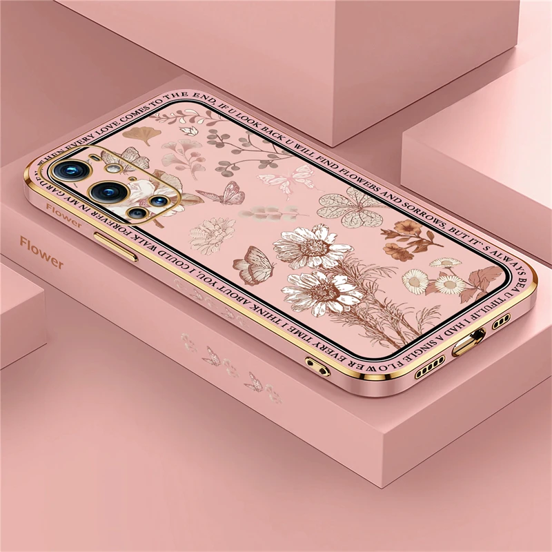 Luxurious Silicone Case with Plated Floral Design