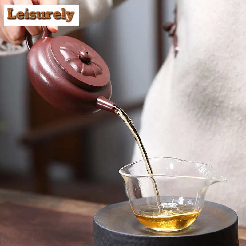 230ml Boutique Yixing Purple Clay Teapots Handmade Flowers Pot Raw Ore Purple Mud Kettle With Strainer Zisha Tea Set Accessories