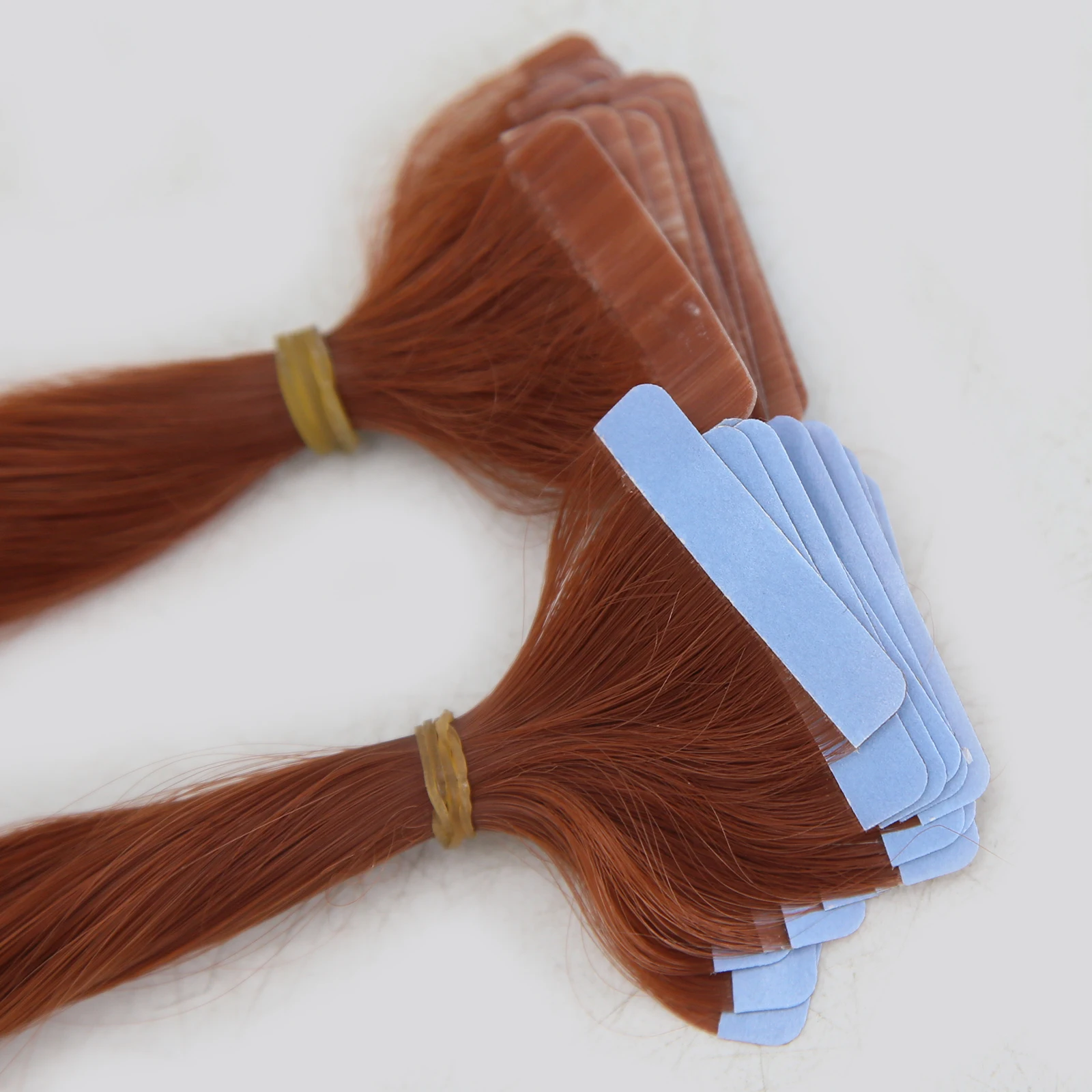 Thiswig Ginger Tape in Hair Extensions Straight Hair 40pcs Copper Brown Synthetic Extensions 24Inch Tape in