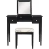 Home Dcor Black Butterfly Stool Vanity Set with Bench 2