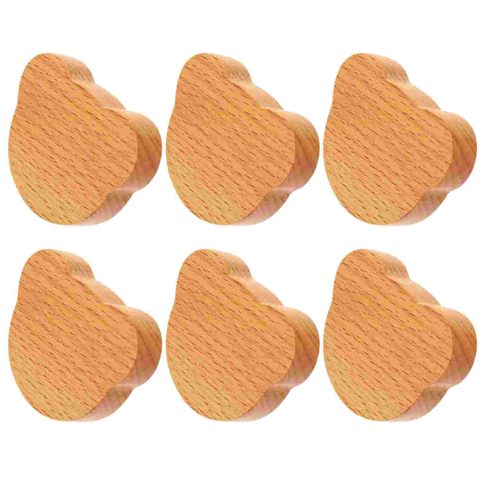 

6 Pcs Children's Wooden Handle Cabinet Door Drawer Furniture Single Hole Bear 6pcs The Office Ornaments Pulls Dresser Knob