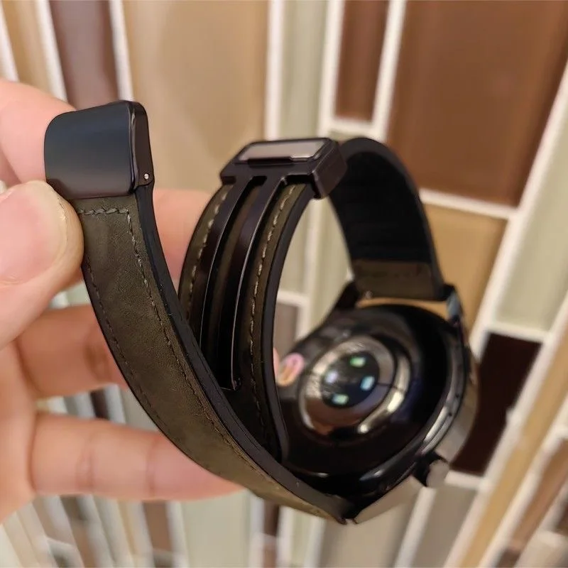 Magnetic Leather Silicone Sports Watch Strap