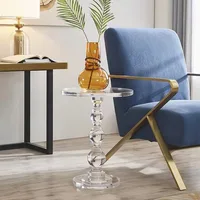 Table basse en acrylique Transparent, Table d'appoint de salon, Table à thé ronde, bureau de rangement, Table de chevet, meubles nordiques, personnalisés 1