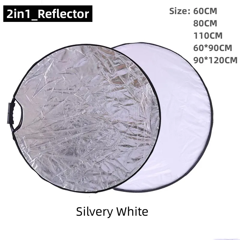 RF03 24 Reflector 5in1 60CM 80CM 110CM Silver White Gold Portable Collapsible Soft Light Round Photography for Studio 2in1