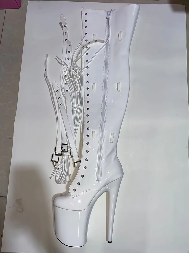 LAIJIANJINXIA New Motorcycle Boots Sexy Fetish Over The Knee 15CM Ultra High Heels Platform Long Nightclub Women Dance Shoes