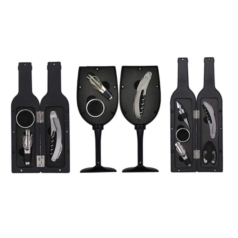 

Wine Bottle Corkscrew Set Tool Bottle-Shaped Holder Bottle Opener Gift Bar Acces D08D