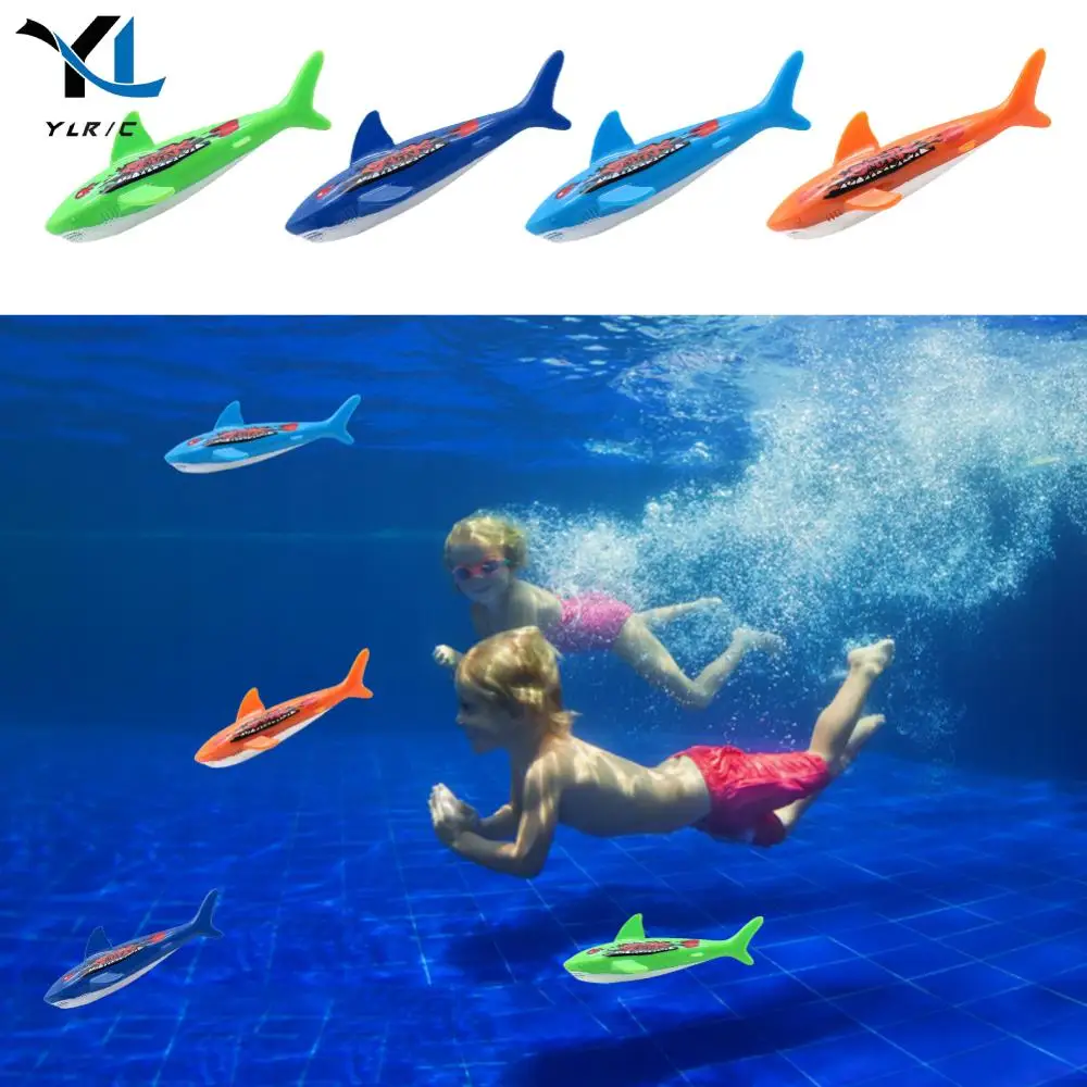 4Pcs Diving Shark Toys Multicolor Underwater Torpedo Toy Swimming Pool Throwing Toys Beach Pool Accessories