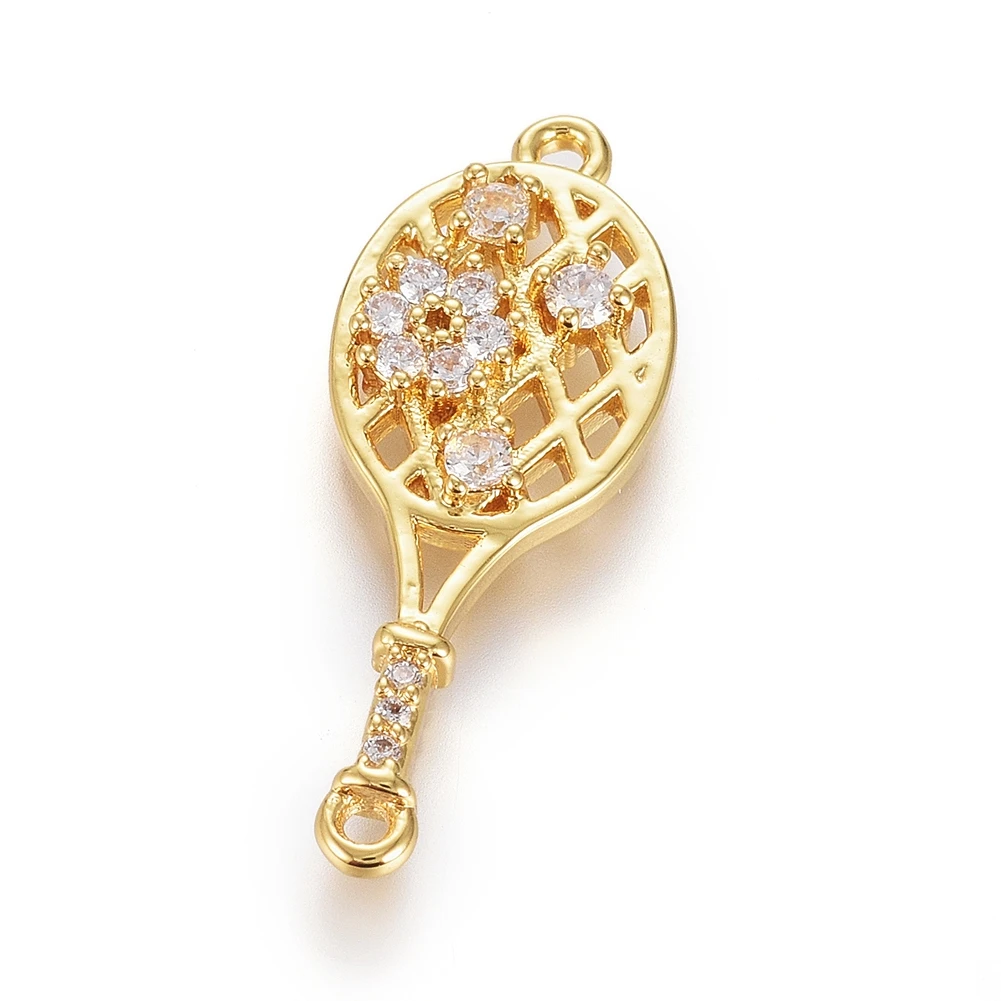 10 шт., соединители для теннисных ракеток Pandahall из латуни с микрозакрепкой из фианита, металлические соединители для изготовления ожерелья, браслета, ювелирных изделий